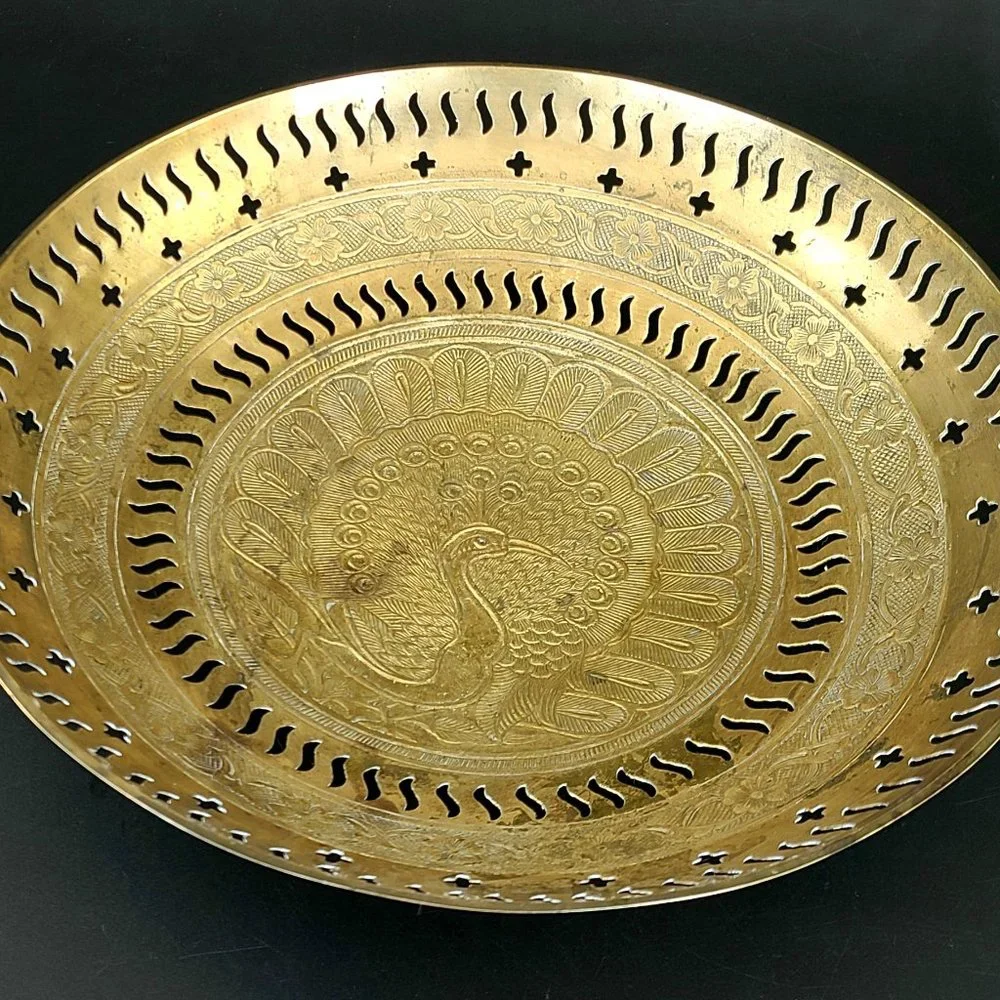 Vintage- Peacock Design - Made in India - Solid Brass Bowl - Fruit/ Candy Bowl